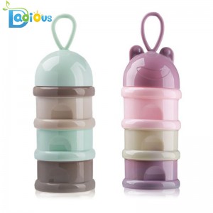 3 lager Babymjölkpulverbehållare Babymatning Resmjölkpulverförvaringsbehållare med handtag